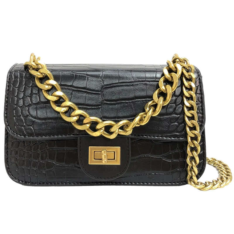 

Crocodile Pattern Bags Gold Chain Crossbody Bags for Women Small Bag High Quality Leather Handbag Ladies Famous Designer Bags