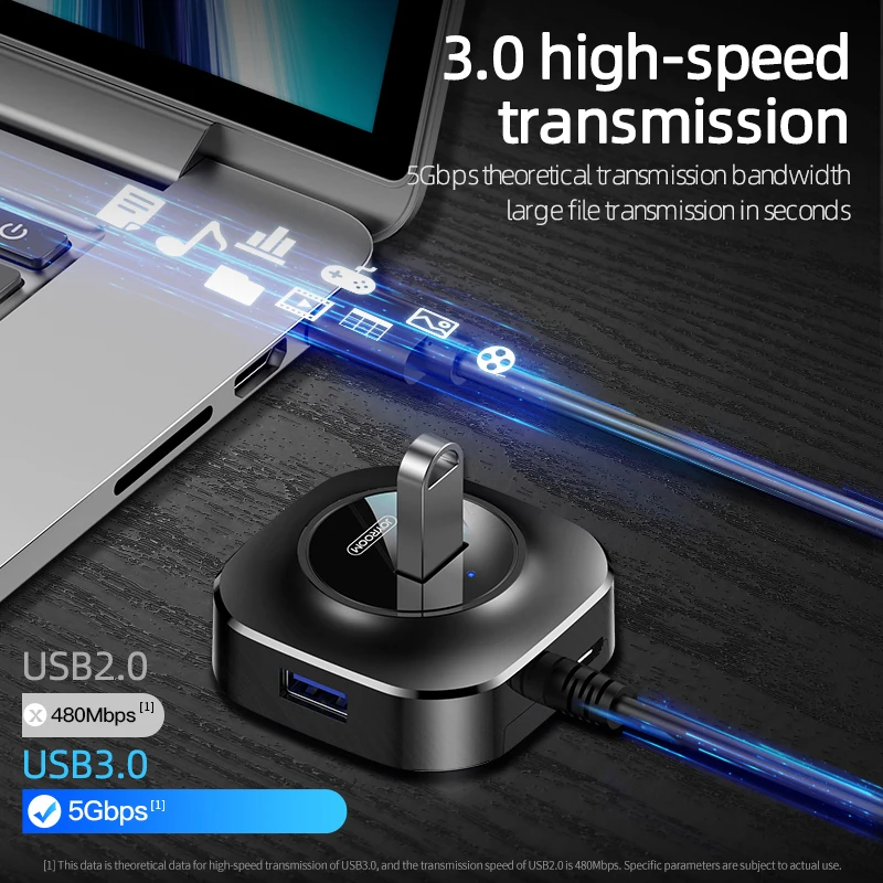 Joyroom usb-хаб 3,0 концентратор USB 2,0 адаптер 4 порта скорость несколько usb3.0 адаптер с Micro USB для компьютера USB разветвитель 0,25 м