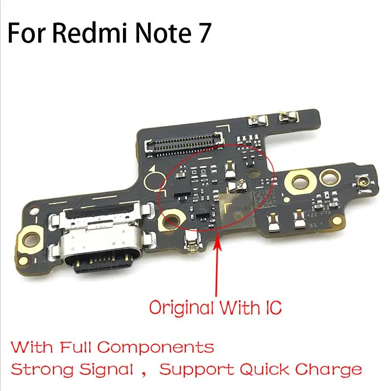 USB плата с зарядным портом для Xiaomi Redmi 7 7A Note 6 7 8 Pro док-разъем зарядное устройство с микрофоном микрофон гибкий кабель - Цвет: Note 7 Original