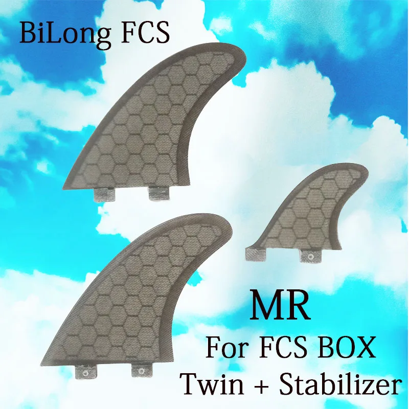 BiLong FCS II Twin+ Stabilizer Tri Fin Set- Black Surfboard Fins for fcs2 box 3pcs set Construction Performance Core