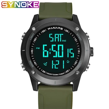 

SYNOKE New Sport Watch Men Large DialD Fitness Waterproof Digital Watch Countdown Timer Watches LED Wristwatch Mens Watches 8014