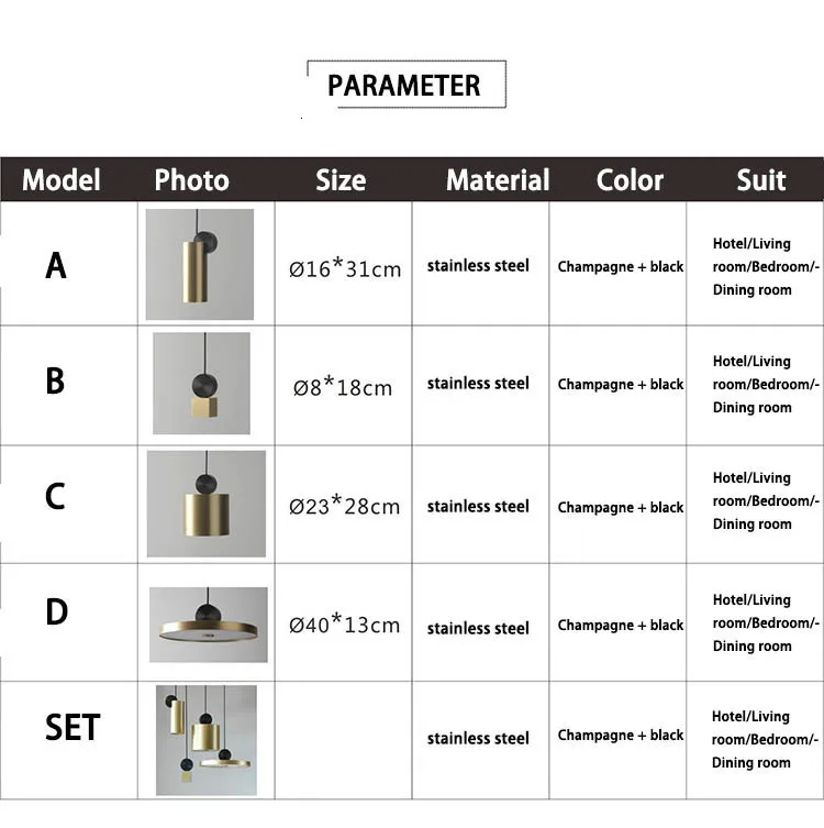

Modern Nordic Stainless Steel Metal LED 4 Light Pendant Light Kit for Dining Bedrooom Light Fixtures Home Decor Lamp Luminaire