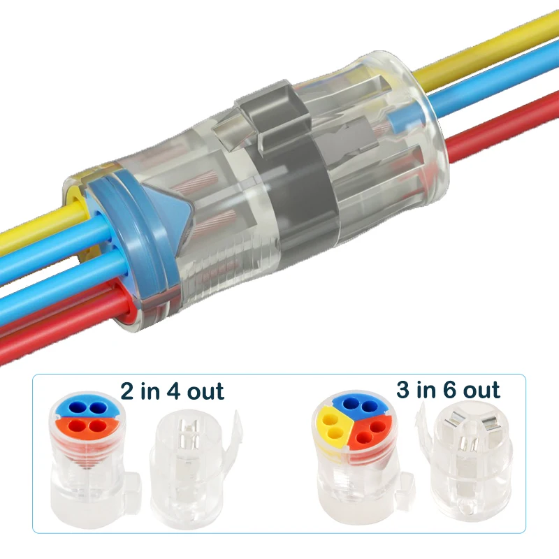 

Butt Type Wire Cable Connector Detachable Quick Connector 2 In 4 Out / 3 In 4 Out Universal compact Conductor Terminal Block