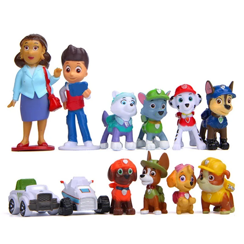 PAW Kids Figures Toys - 12 Pcs/Set Patrol Rescue Dog Everest Figure Dolls Set Toys PVC Anime Action Model