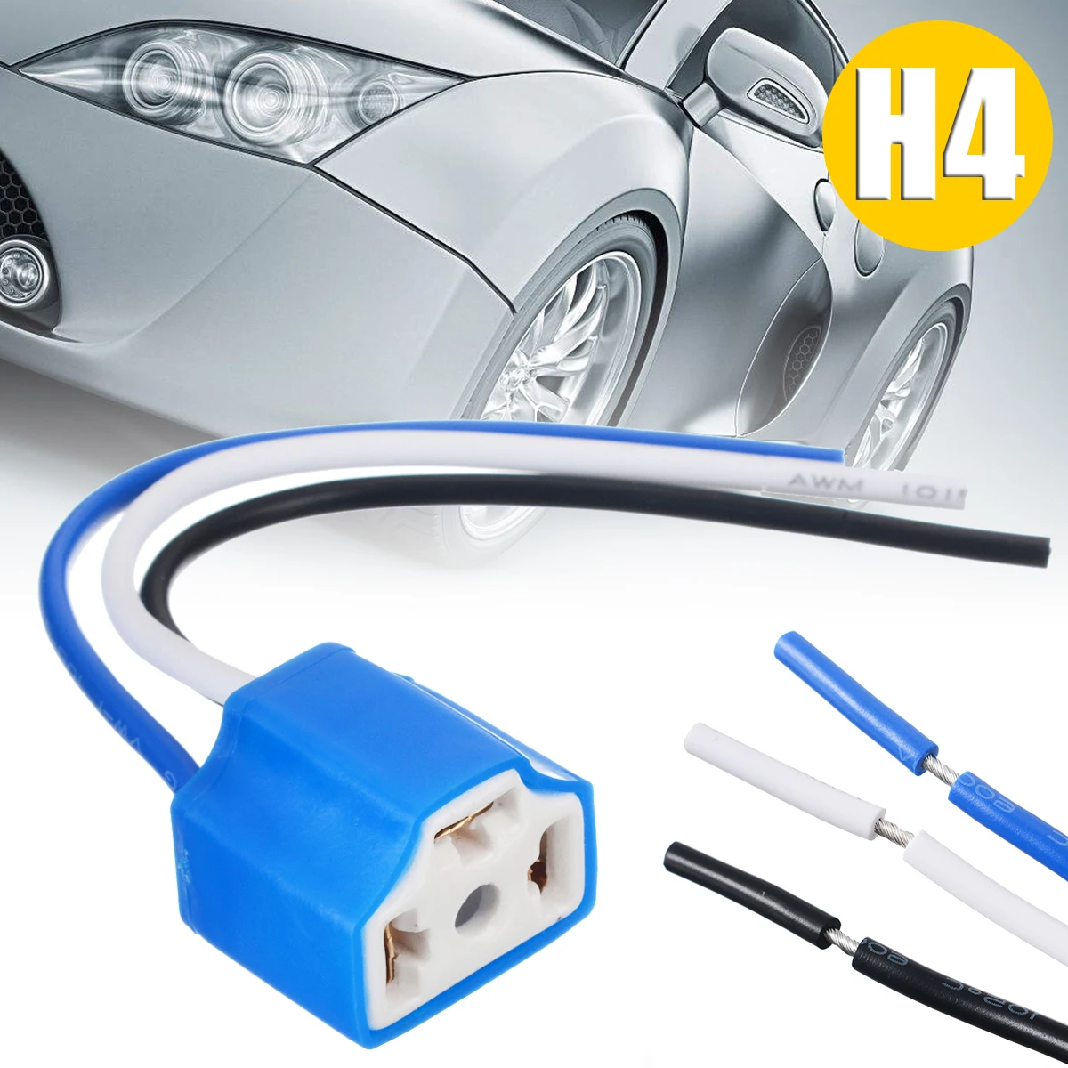 

1pcs H4 Ceramic Headlight Connector Lamp Bulb Wiring Harness Socket Plug For H4 Headlight Accessories
