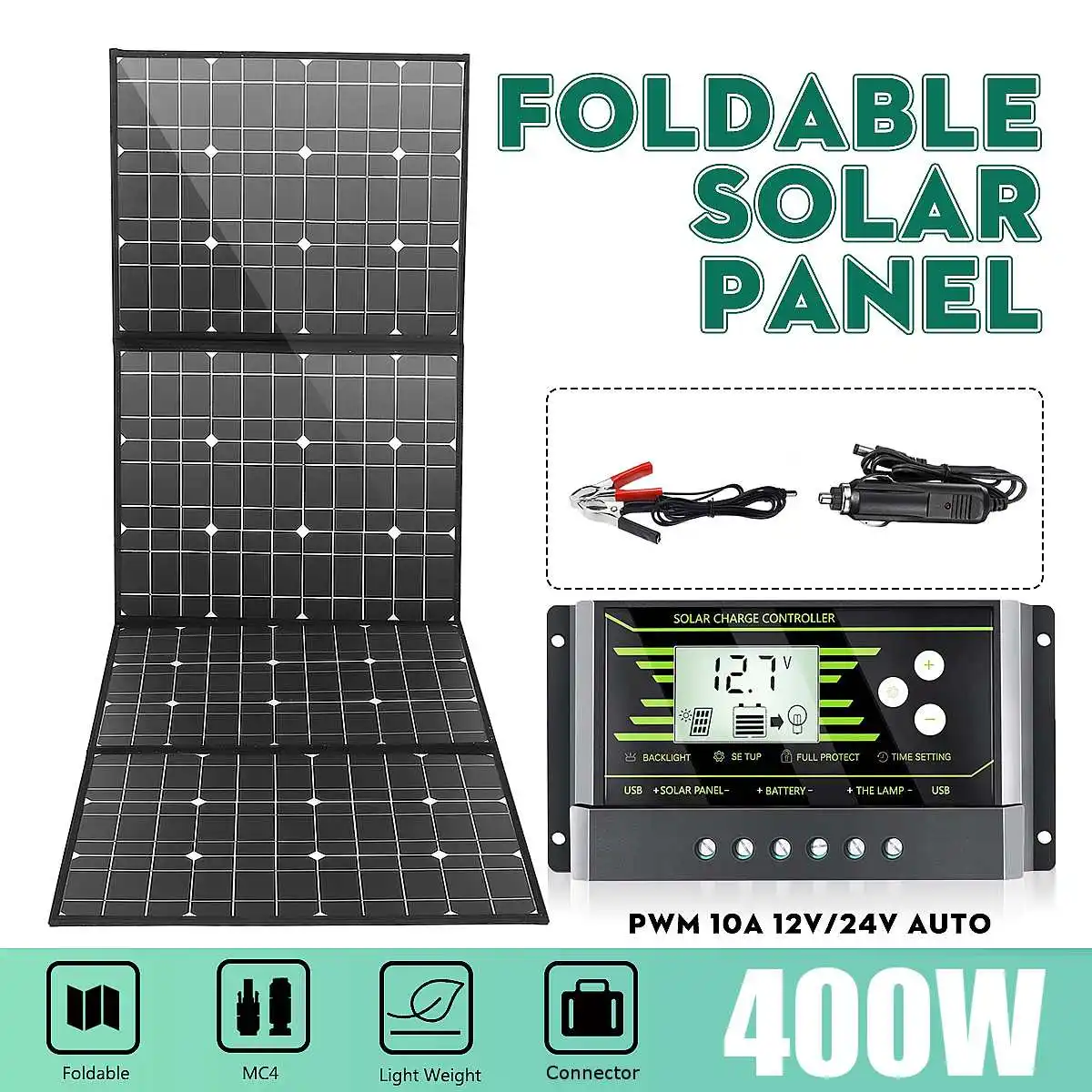 400W Solar Panel 18V DC Cable USB Port Outdoor Portable Battery Charger For Phone Car Yacht RV Lights Charging With Controller 1