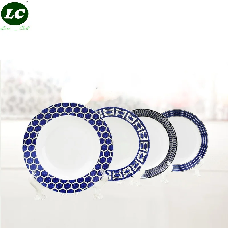 Dinner Plates Flatware Dinnerware Plates High end Plates Set Blue Nice Ceramic Dishes Christmas Gift 4