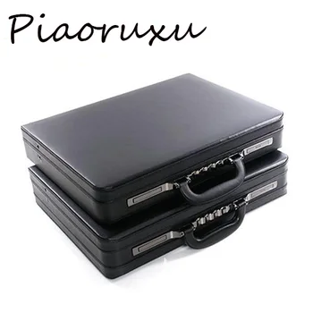 

Business men leather messenger bag box 16"18" inch computer box briefcase black