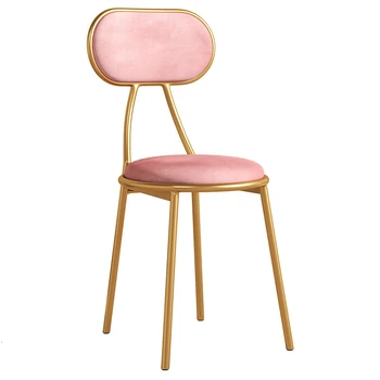 

Leisure Time Backrest Dining Chair Golden Turn Restaurant Tea With Milk Shop Iron Chair Household Bedroom Dressing Chair