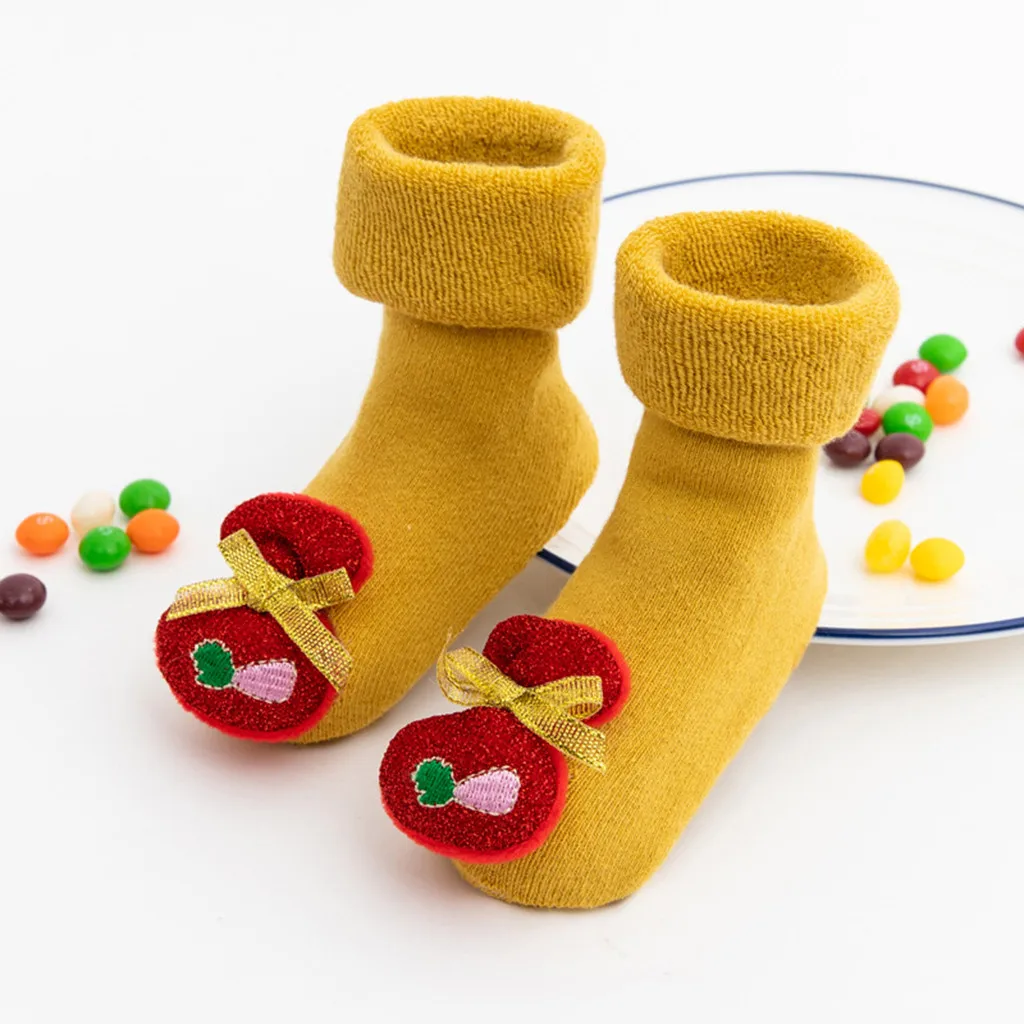 Носки для малышей г. Осенне-зимние Нескользящие вязаные теплые носки для маленьких мальчиков и девочек, Рождественский олень Санты Calcetines