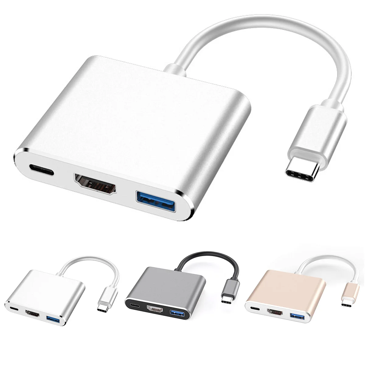 SOONHUA 3в1 тип-c к HDMI USB 3,0 PC быстрая зарядка адаптер тип-c к HDMI адаптеры USB C к 4K HDMI конвертер для ноутбука телефона