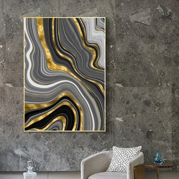 

Modern Golden Lines Canvas Painting Decoration Poster Print Living Room Bedroom Office Abstract Picture Wall Art Home Decor
