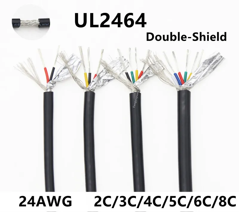 

1M 24AWG Shielded Wire Signal Cable 2 3 4 5 6 8 Core PVC Insulated Channel Audio Headphone Copper Control Sheathed Wire UL2464