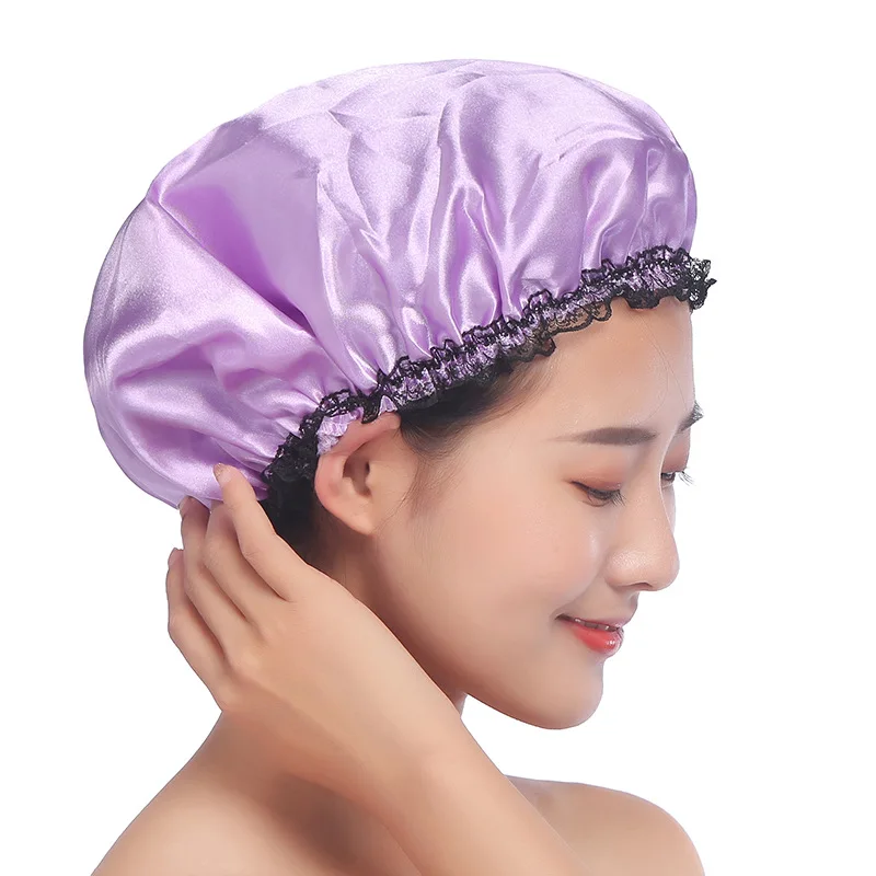 Taobao поставка товаров двухслойная Атласная шапочка для душа корейский стиль мода eva Водонепроницаемая кружевная шапочка для душа