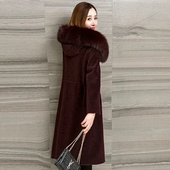 

Real Fur Coat Sheep Shearling Fur 100% Wool Coat Winter Jacket Women Fox Fur Collar Korean Female Jacket Abrigo s18030 MY1910