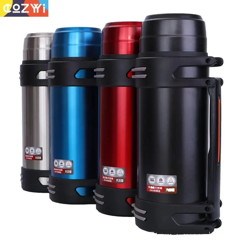 Skup 2000ml termos podróżny ze stali nierdzewnej butelka o dużej pojemności przenośna woda na zewnątrz butelka do kawy zatrzymywanie ciepła kubek do picia