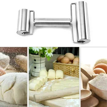 

Simple Cooking Tools Baking Dough Pizza Pie Cookies Stainless Steel Pastry Pizza Fondant Bakers Roller Metal Kitchen Tool