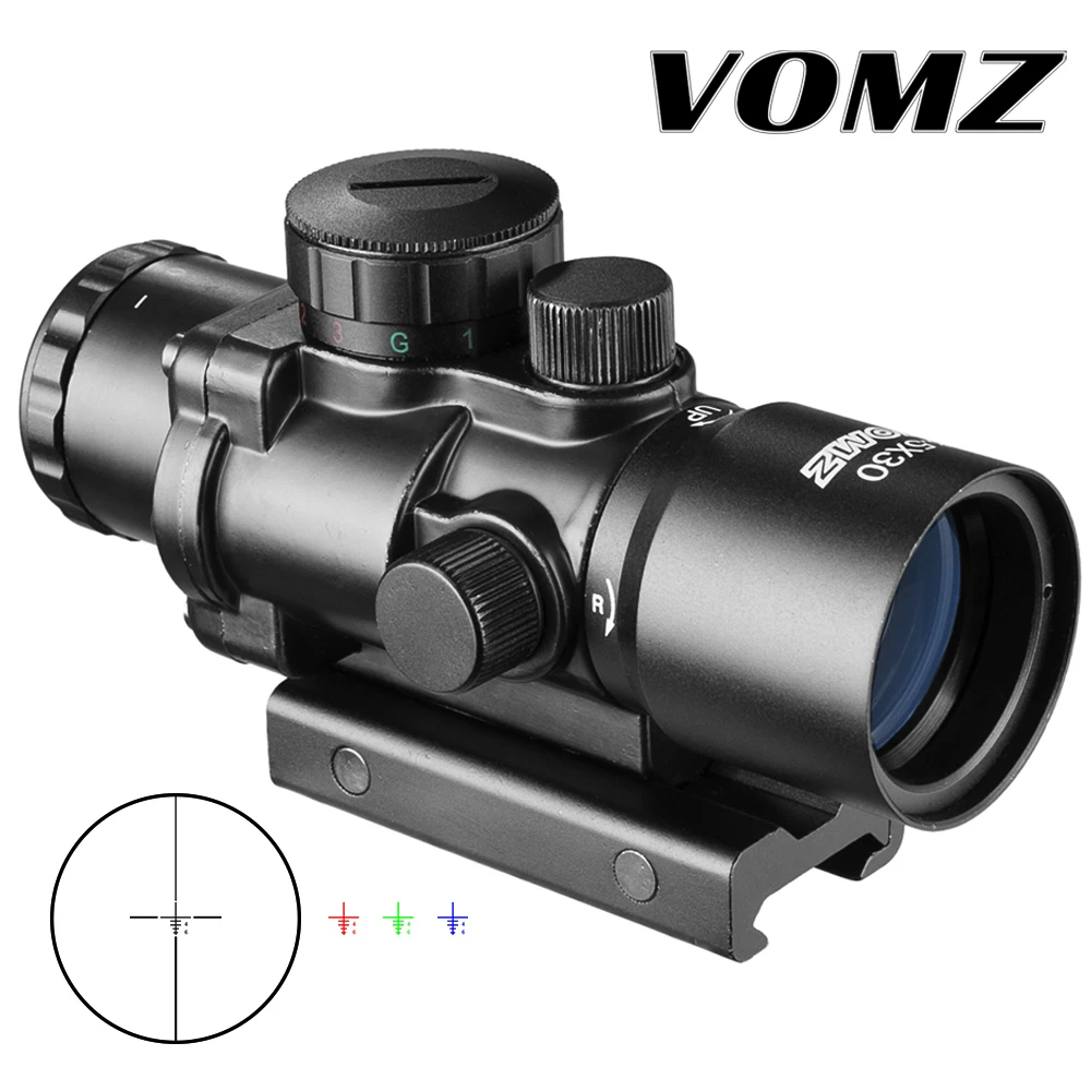 Лазерный прицел VOMZ 3.5X30 RGB с красной тройной подсветкой тактический комбинированный компактный оптический