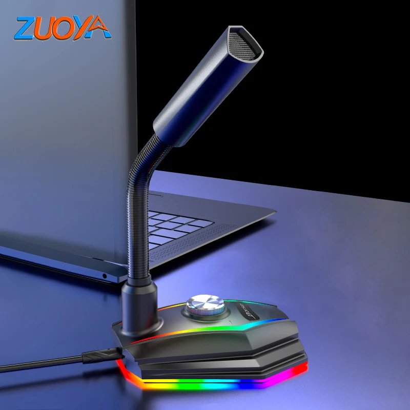 Цветная (RGB) компьютерный микрофон Бесплатный накопитель Шум снижение 360 °