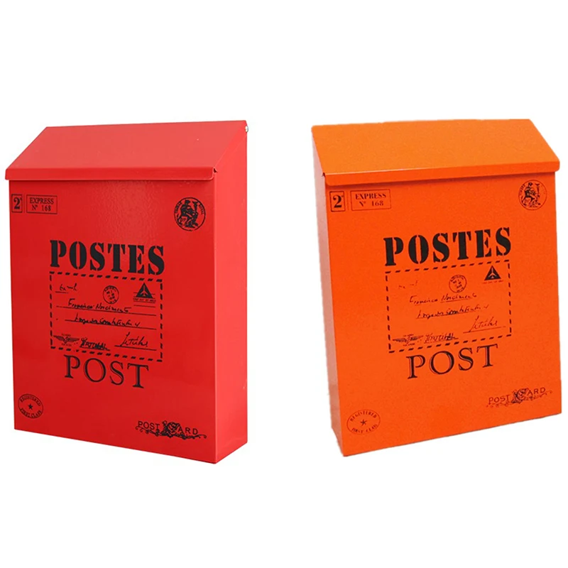 Домашний почтовый ящик садовый почтовый ящик запираемый почтовый ящик с замком для ключей почтовый ящик открытый двор дверь крыльцо висячие украшения оранжевый