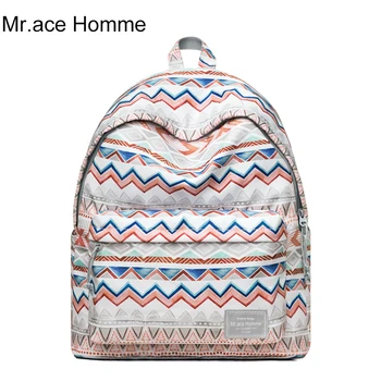 

MAH Stripe Printing Backpack Women Laptop School Backpack For Girl Waterproof Travel Bag Men Rucksack College Bags Boy