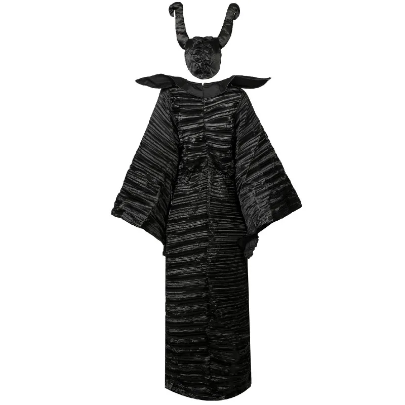 Фильм Спящая красавица Maleficent косплей костюм черный длинное платье Хэллоуин Карнавальная вечеринка, Забавный коврог ведьма платье C57570AD