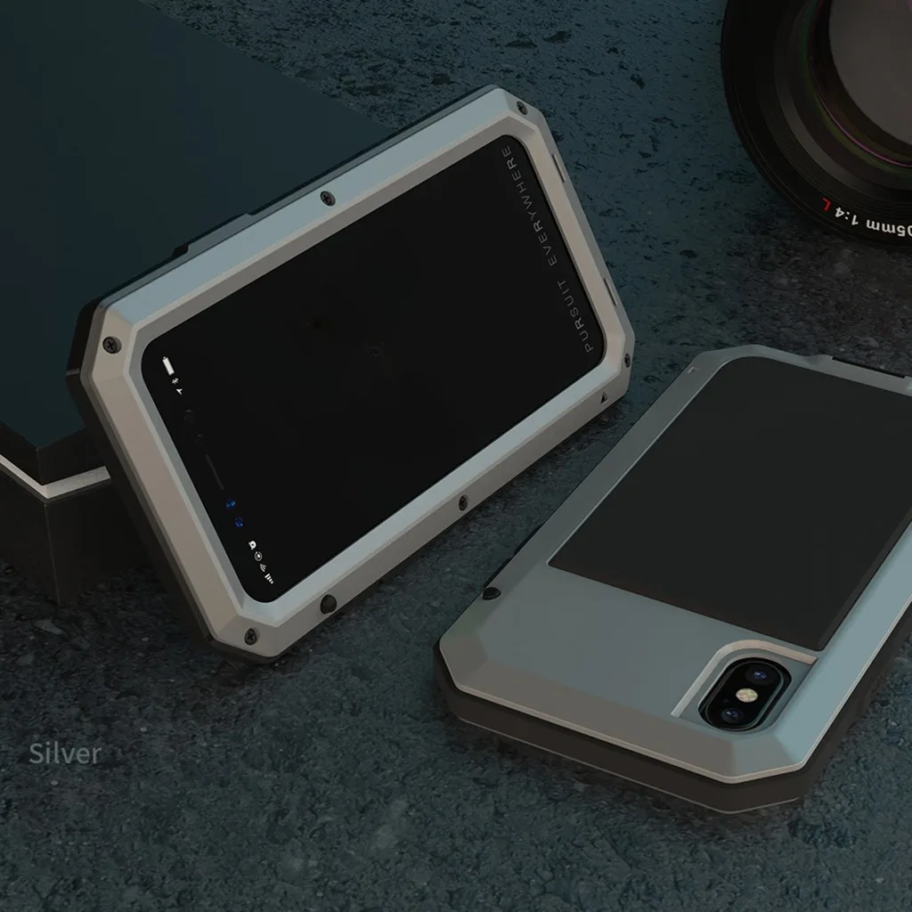 Водонепроницаемый ударопрочный Прочный металлический алюминиевый чехол для Apple IPhone X XS закаленное стекло Защита экрана с анти-обрастающим