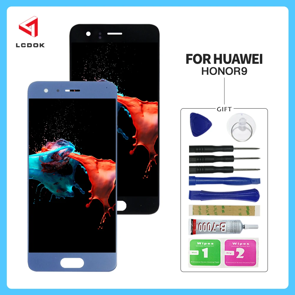 ЖК-дисплей для Huawei Honor 9 100% испытано с дигитайзером сенсорного экрана в сборе