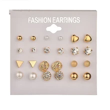 12 пара серег Набор Мода Кристалл Циркон серьги гвоздики для женщин пирсинг жемчужные серьги ювелирные изделия E003