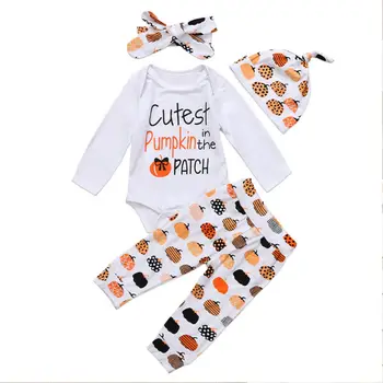 

My First Halloween Newborn Baby Boy Girl Clothes Pumpkin Romper Pants Outfit Set