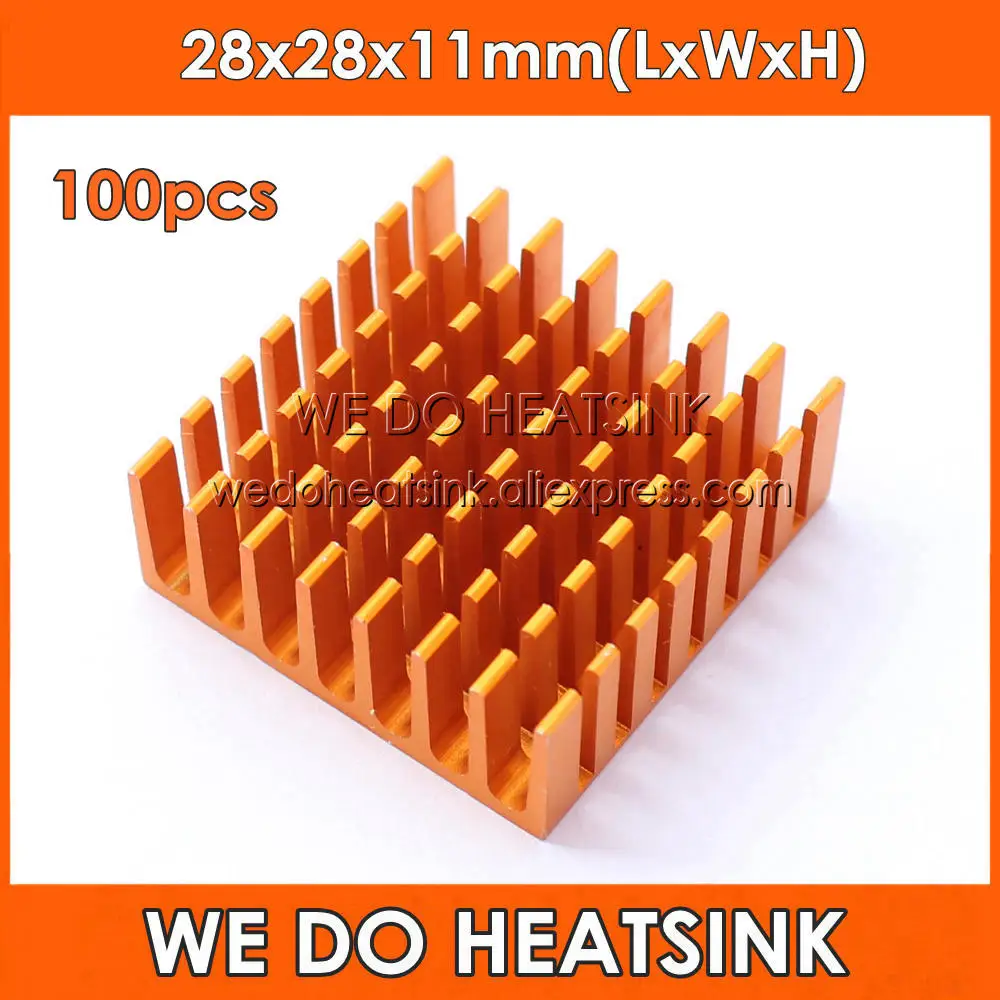 Мы производим радиатор 100 шт 28x28x11 мм Золотой анодированный алюминиевый