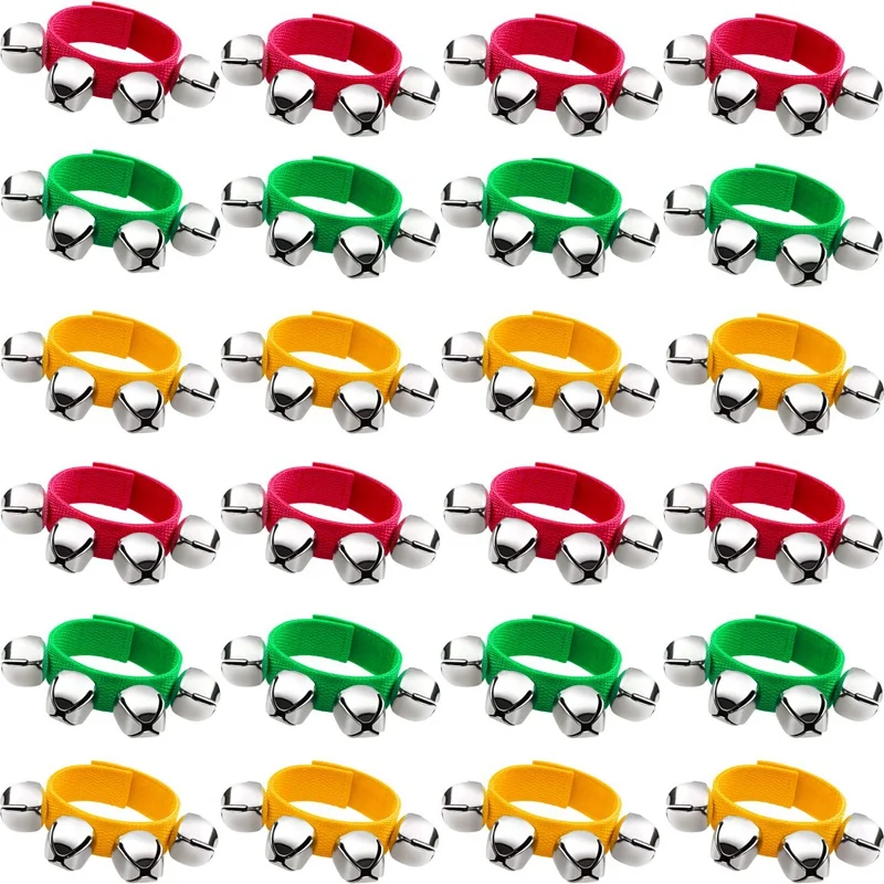 

Band Wrist Bells Bracelets Jingle Musical Ankle Bells Rhythm Instrument Percussion Party Favors for Christmas School Children (2