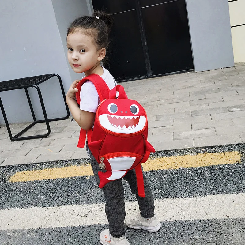 

2019 New Style CHILDREN'S Cartoon Backpack Kindergarten Anti Lost Small Sharks Logo School Bag