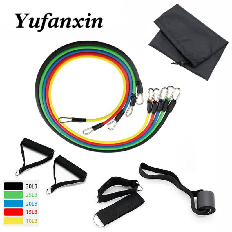 

11 Pcs/Set Latex Resistance Bands Rubber Crossfit Training Yoga Tubes Pull Rope Expander Exercise Fitness Elastic Bands Workout