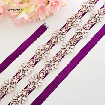 

Rose Gold Rhinestones Bridal Dress Belt Elegant Pearls Wedding Belt Crystal Bridal Sash For Wedding Accessories J166RG