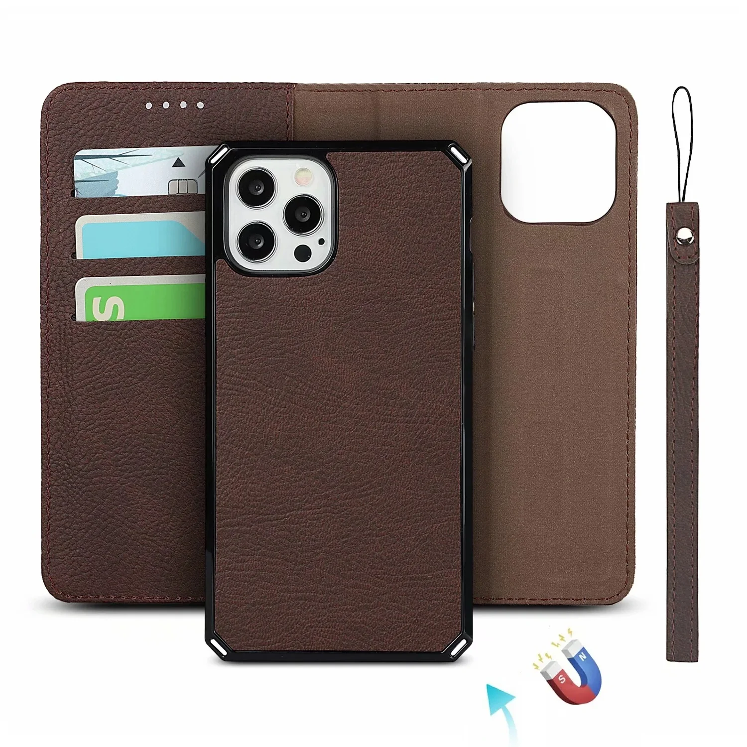 Magnetic Detachable Leather Case for Apple iPhone 12 Pro Max 11 XS XR X SE 2020 7 8 Plus Card Slot Wallet Mobile Phone Case Bag