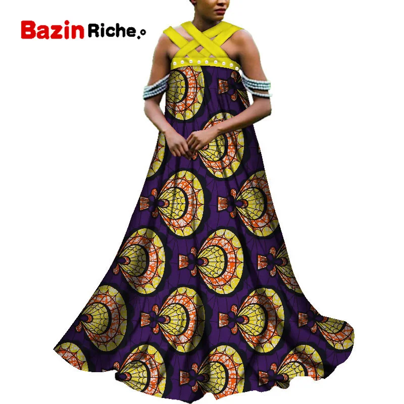Африканские платья для женщин, модные Дашики, женские Bazin Riche, Длинные вечерние платья с принтом, традиционная одежда больших размеров, WY3651