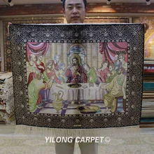 YILONG 2,5 'x3' ручной работы чистый Шелковый гобелен Последний Ужин Настенный Ковер(ZQG300A