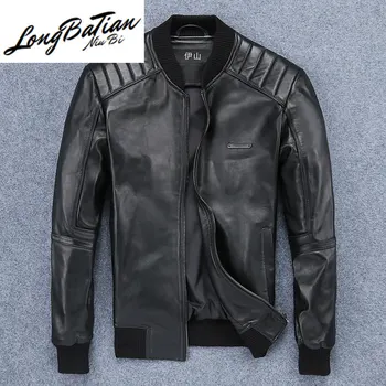 

Clothing 2020 Men's Motorcycle Men Jacket Real Sheepskin Leather Jackets Short Mens Clothes Spring Coat Male Ropa LXR392