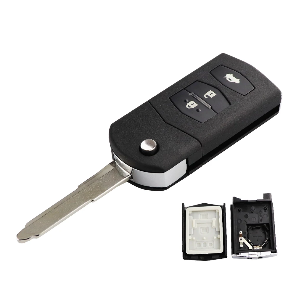 Keyforkess2/3/4 pulsanti portachiavi a distanza Fob Shell Flip pieghevole per Mazda 2 3 5 6 M6 MX5 CX5 CX7 CX9 RX8 con testa chiave lama non tagliata - Hdadb5f70c0c847d9982799e385e805feV