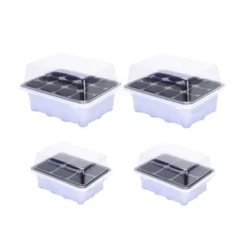 

4 Pcs Seedling Tray Sprout Plate 6/12 Cells Nursery Pots Tray with Transparent Lids Box for Gardening Bonsai DIY (6 and 12 Cells