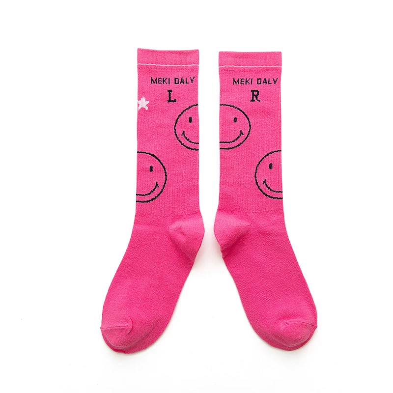 Детские милые хипстерские носки с улыбающимся лицом длинные гольфы ярких цветов модные удобные носки из хлопка для маленьких детей - Цвет: 04