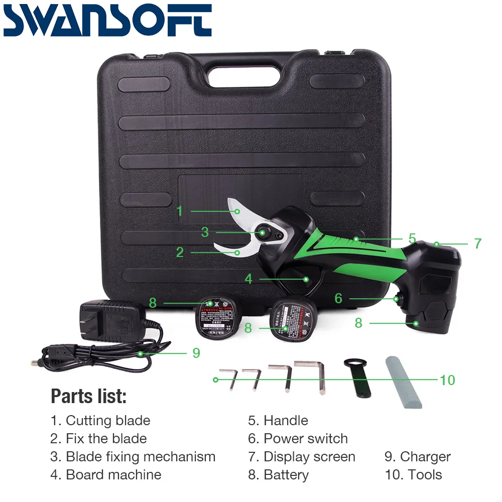 

SWANSOFT Electric pruning shears professional pruning scissors electric garden tools charging Electric battery scissors Garden