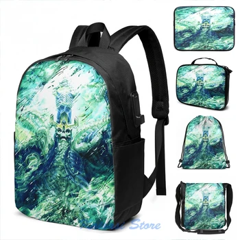 

Funny Graphic print Nagash Undying King USB Charge Backpack men School bags Women bag Travel laptop bag