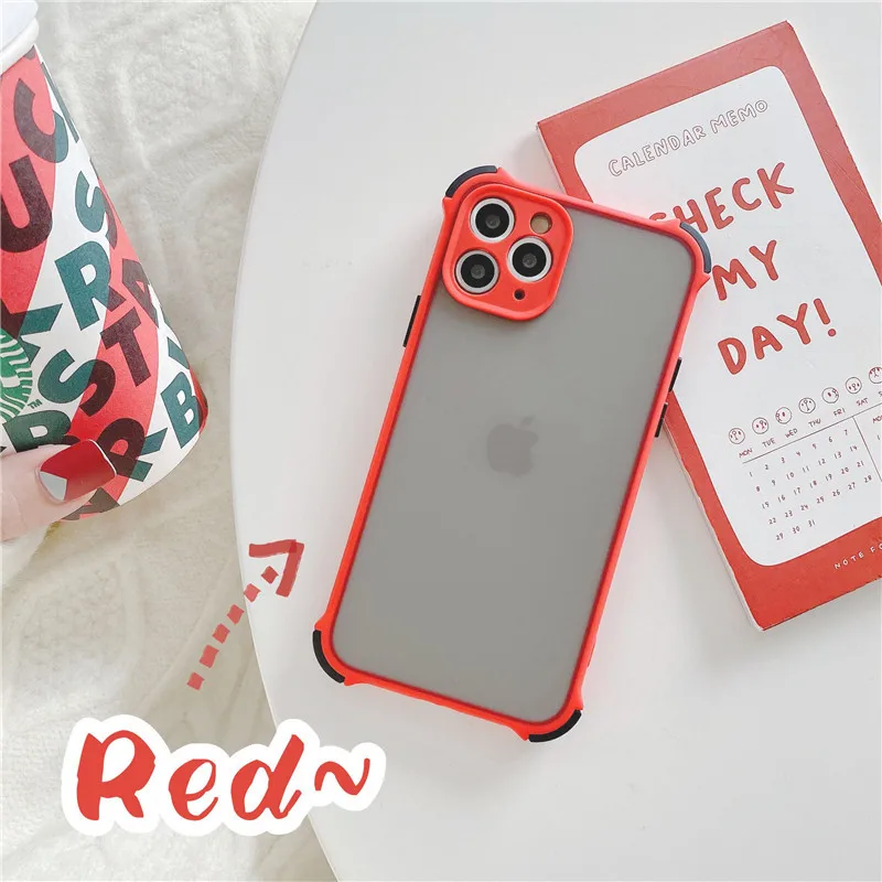 Phone Case For Xiaomi Redmi Note 9 9S PRO MAX Simple Matte Transparent Shockproof Four-Corner Bumpet Soft Frame Clear PC Cover