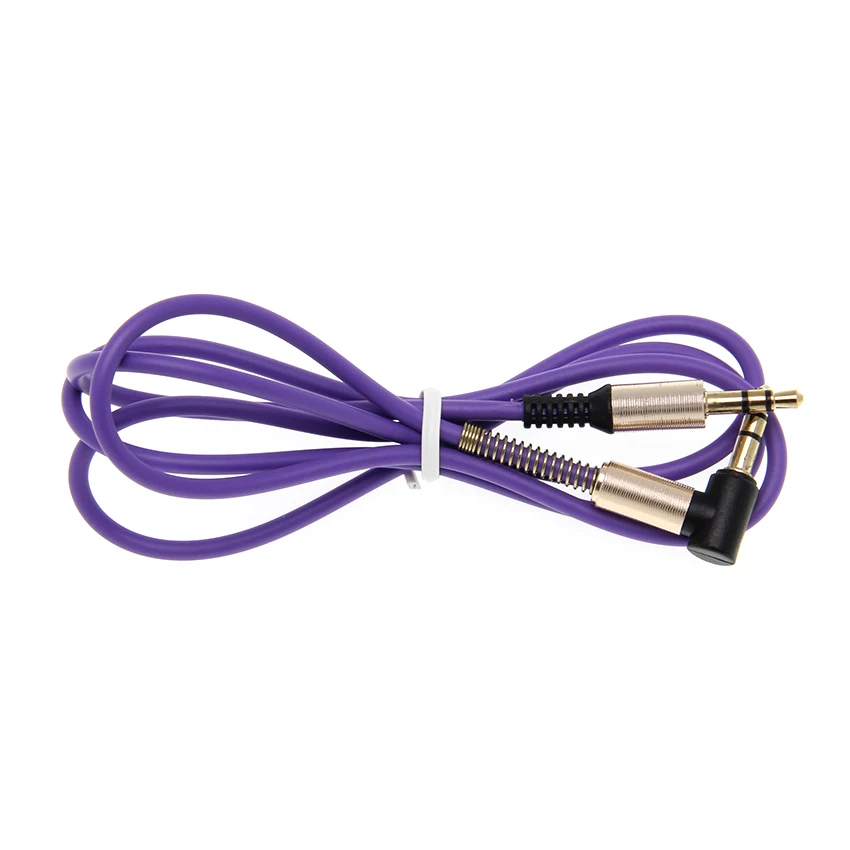 3 5mm Spring Audio Cable Jack Male to Male 90 Degree Right Angle Speaker Line Aux Cord For Car Headphone MP3 4 PC Phones