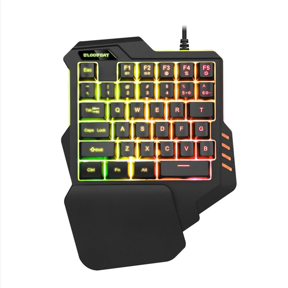 One-Handed RGB Mechanical Gaming Keyboard 42 Keys Blue Switch LED Left Hand Mini Keypad For Mobile Game