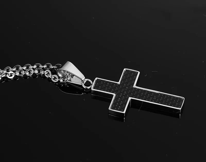 Стиль, инкрустация из нержавеющей стали, углеродное волокно, крест, кулон, Мужская подвеска, AliExpress, поставка товаров 383