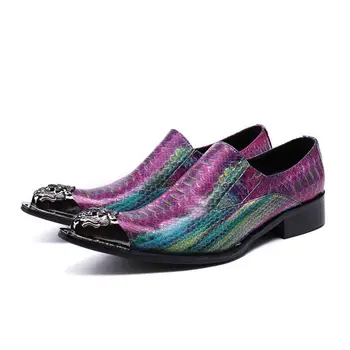 

Shoes Men Genuine Leather Slip-on Casual British Style Men's Shoes Loafers Snakeskin Printed Cow Leather Gostinshoes Handmade
