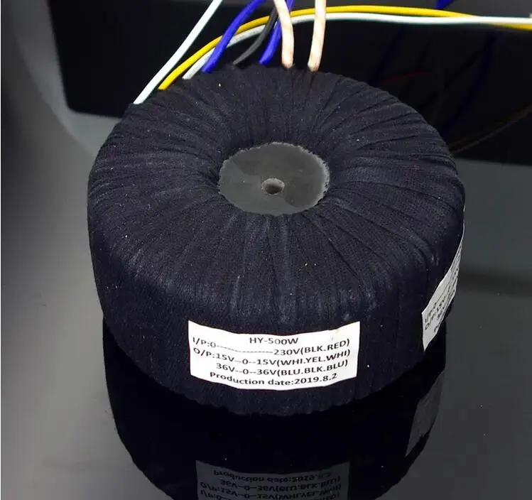 500VA(500 W), черная ткань тороидальный трансформатор 36V+ 36 V/15 V+ 15В